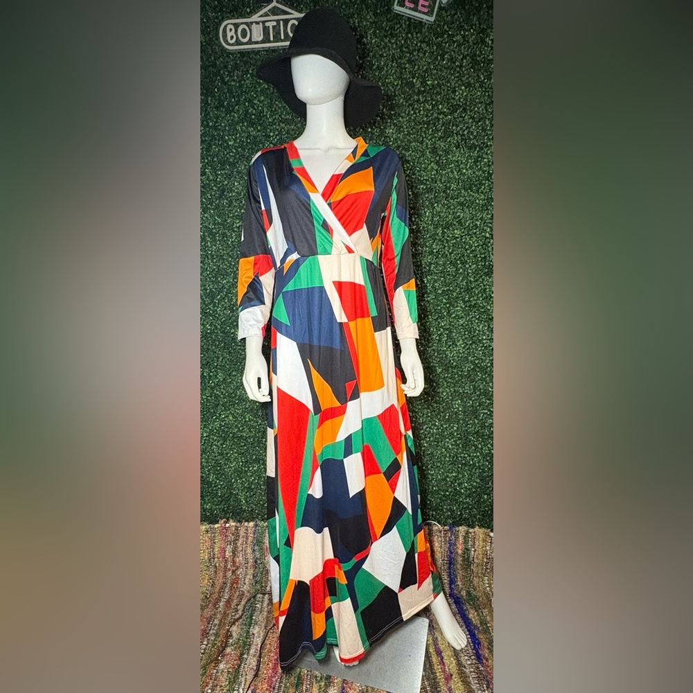 Colorful Geometric Maxi Dress -New w/tags